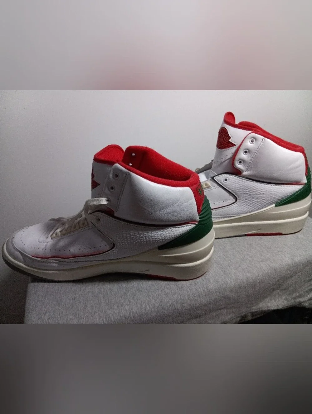 Jordan White, Red and Green High-Top Sneakers